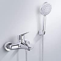 Grifo Bañera y ducha Dalmo- Mezclador de Baño de Una Sola Palanca con Cabezal de Ducha y Manguera de 1-5 m- Superficie…